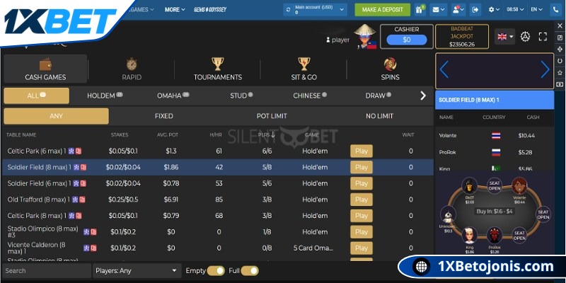 Giới thiệu chung về sảnh poker 1xBet
